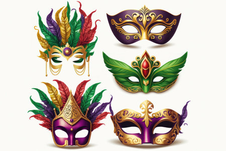 Mardi Gras is a popular celebration held in many cities, particularly in New Orleans, Louisiana. One of the defining features of the festival is the use of colorful and elaborate masks. Participants often wear masks to conceal their identities and add to the festive atmosphere of the event.の写真素材