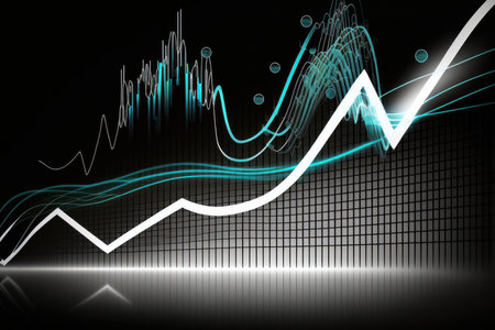 The future of business is on the rise, and this futuristic graph charts its growth. With a sleek and modern design, the graph showcases the upward trend of the latest business developments, capturing the attention of trend-setters and innovators alike.の写真素材