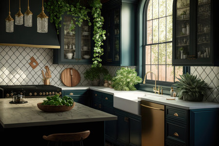 The kitchen and vanity spaces in your home can serve as a sanctuary where you can recharge and rejuvenate. This article explores ways to incorporate the soothing themes of nature, self-care, and wellness into your kitchen and vanity spaces through styling and decor.の写真素材