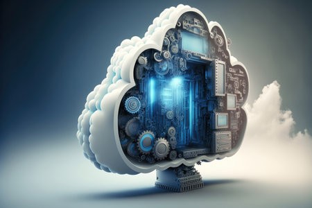 This article delves into the cutting-edge concept of cloud computing technology and its potential to revolutionize the way we live and work. Through a series of futuristic illustrations, the article demonstrates the various applications of cloud computing, from data storage to virtual reality experiences, and how it has already begun to change the way businesses operate.の写真素材