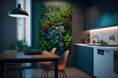 The vertical wall garden is a symbol of creativity, innovation, and sustainability, and this image invites the viewer to consider the many benefits of bringing nature indoors. It celebrates the beauty and diversity of plant life, and encourages us to find new ways to integrate natural elements into our living spaces.の写真素材