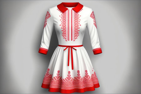 showcases the traditional Bulgarian custom of wearing martenitsa, a small adornment made from red and white threads, which is typically worn during the month of March to celebrate the arrival of spring.の写真素材