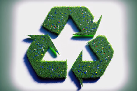 an recycle symbol made from an infinite number of plastic bottles is a powerful reminder of the importance of recycling and reusing materials in order to reduce waste and protect the environment.の写真素材