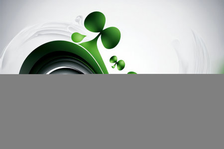 an abstract white background with scattered four-leaf clovers in various shades of green. The four-leaf clover is a symbol of luck and is often associated with St. Patrick's Day, a holiday celebrated in Ireland and by many around the world.の写真素材