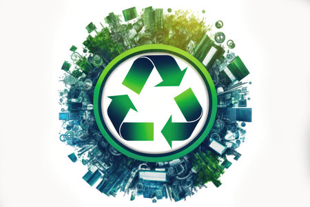 an recycle symbol made from an infinite number of plastic bottles is a powerful reminder of the importance of recycling and reusing materials in order to reduce waste and protect the environment.の写真素材