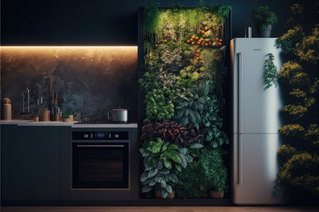 The vertical wall garden is a symbol of creativity, innovation, and sustainability, and this image invites the viewer to consider the many benefits of bringing nature indoors. It celebrates the beauty and diversity of plant life, and encourages us to find new ways to integrate natural elements into our living spaces.の写真素材