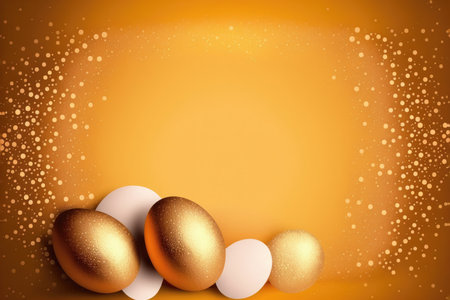 a beautiful and festive Easter egg with a glittering, speckled surface, set against a background of open space. The egg is the focal point of the image, and its bright colors and shimmering surface capture the essence of the spring holiday.の素材
