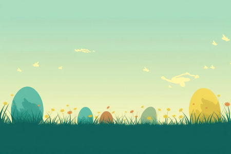 Easter background features a simple and elegant design that is perfect for a minimalist approach to your Easter design needs. The image is predominantly white with soft pastel-colored shapes arranged in a gentle and harmonious pattern.の写真素材