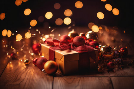 a festive and colorful holiday greeting banner template, perfect for use in promotions, advertisements, or social media posts during the Christmas season. The banner features a mix of traditional Christmas colors, such as red and green, with accents of gold and silver.の写真素材