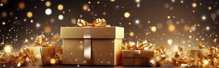 a festive and colorful holiday greeting banner template, perfect for use in promotions, advertisements, or social media posts during the Christmas season. The banner features a mix of traditional Christmas colors, such as red and green, with accents of gold and silver.の写真素材
