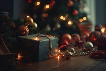 a festive and colorful holiday greeting banner template, perfect for use in promotions, advertisements, or social media posts during the Christmas season. The banner features a mix of traditional Christmas colors, such as red and green, with accents of gold and silver.の写真素材