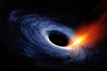 At the center of most galaxies lies a supermassive black hole, an incredibly dense region where the laws of physics as we know them break down. These cosmic giants can have masses billions of times that of the sun, and they warp the fabric of space and time around them.の写真素材