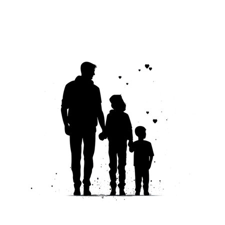 This beautiful illustration captures the timeless bond between a father and his son in a simple yet powerful way. The black and white color scheme creates a classic and timeless feel, while the use of simple shapes and vector graphics adds a modern touch.の写真素材