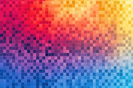 This abstract fine art piece features a stunning multicolored gradient grid that is sure to catch...