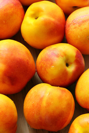 Red-yellow nectarines close-up.の写真素材