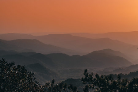 Cyprus mountain range at the sunset, moody colors