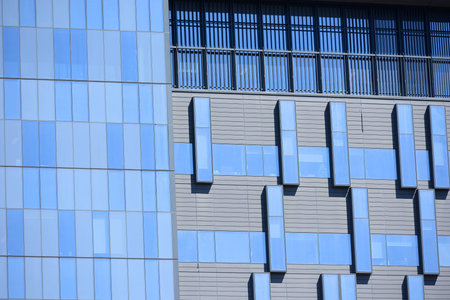 blue building exterior cladding panels - Stock Image - Everypixel