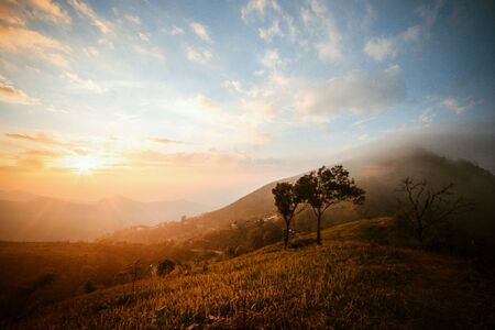 Sunset on the mountain, Thailand