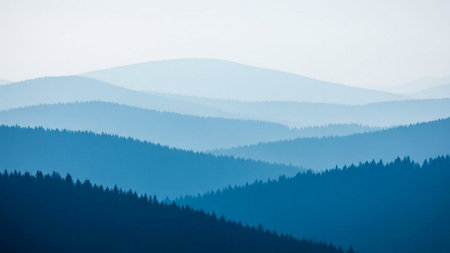 Foggy morning in the Carpathian mountains, Ukraine.