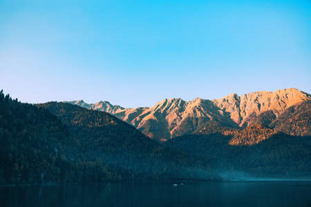 Ritsa Lake In Abkhazia Mountains Forest Travel