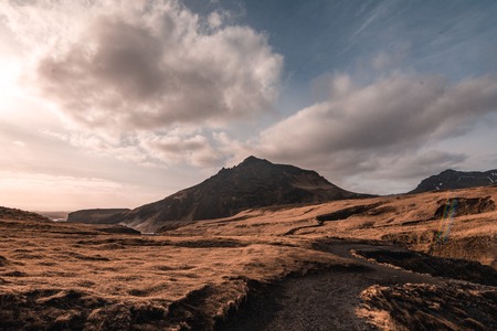 Landscape above Skogafoss waterfall, Iceland