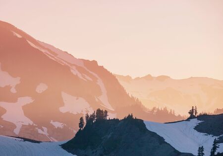 Beautiful mountain peak in  North Cascade Range, Washington / USA