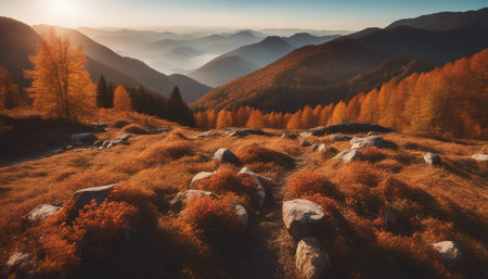 Colorful autumn landscape in the Carpathian mountains, Ukraine.
