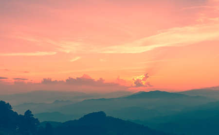 Landscape view in dramatic sunset at border of Thailand and Myanmar