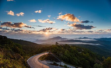 view point Mist sunrise at Doi Inthanon, Chiang mai, Thailand