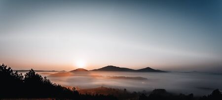 Beautiful morning sunrise mountain landscape