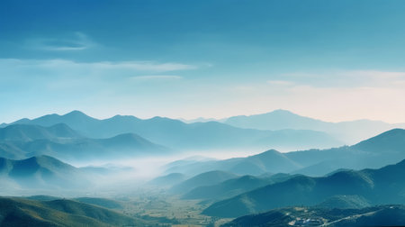 Hills and mountains blue background. Illustration Generative AI