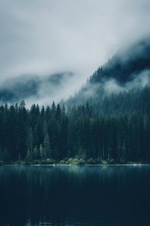 a lake in the mountains with trees in the background