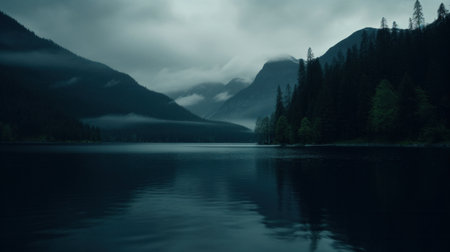 a lake in the mountains with trees in the background