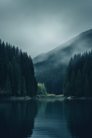 a lake in the mountains with trees in the background