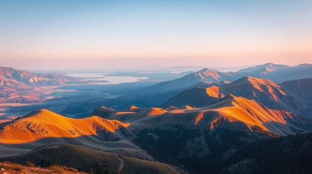 Sunset in the mountains. Sunrise in the mountains. Beautiful mountain landscape.